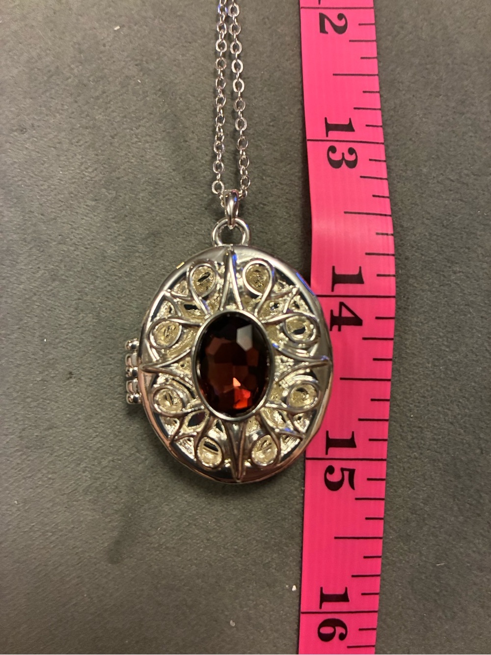 Vintage-Style Silver Locket Necklace with June Birth Stone